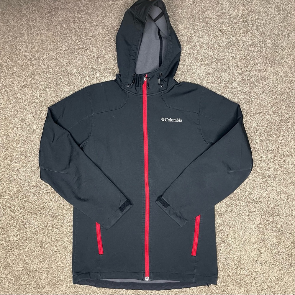 Columbia‎ men’s zip up jacket small athletic hood lightweight black coat outdoor
